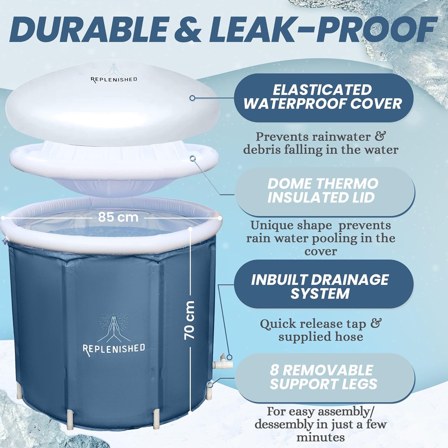 Replenished Portable Ice Bath - Grey