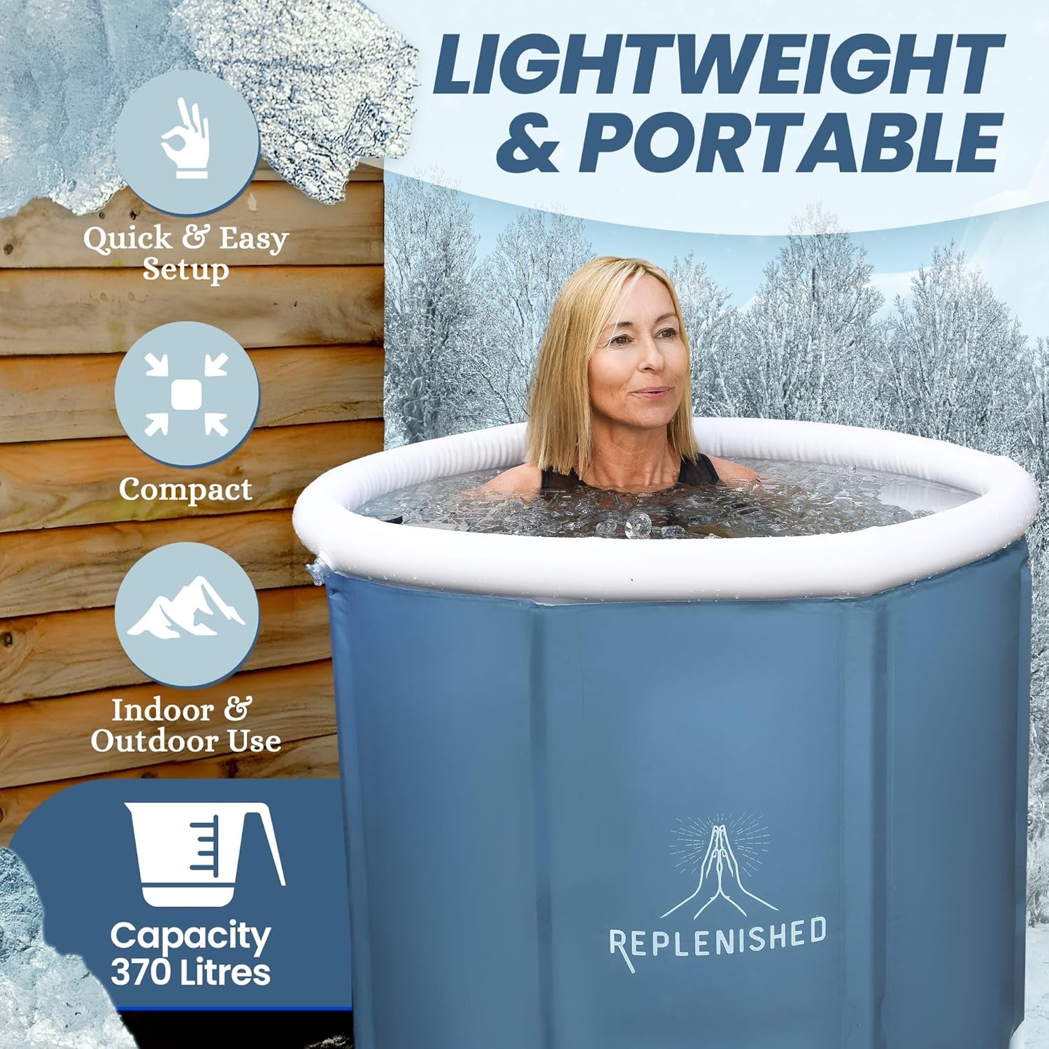 Replenished Portable Ice Bath - Grey