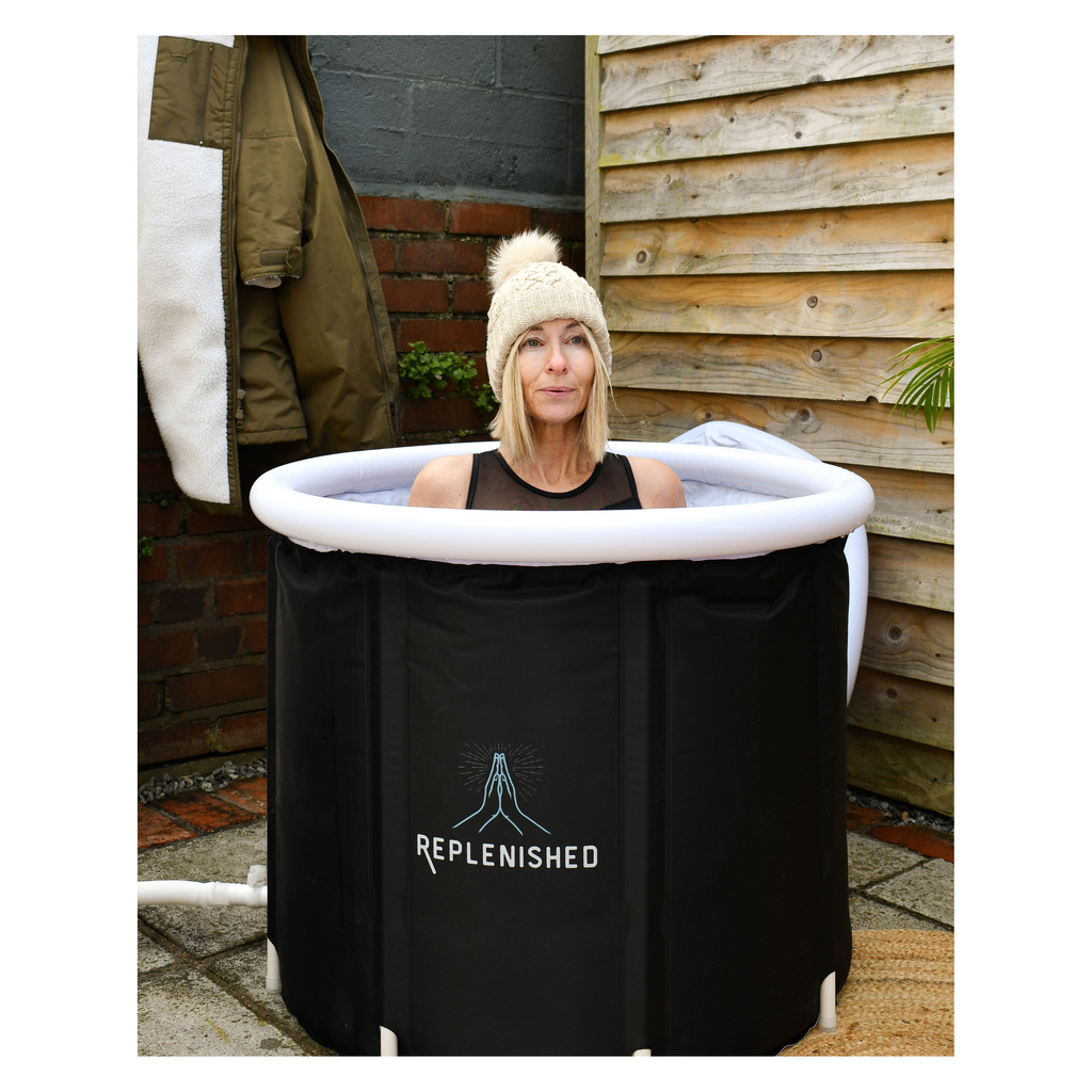 Portable Ice Bath 370 L with Lid, Cover and Thermometer - Black